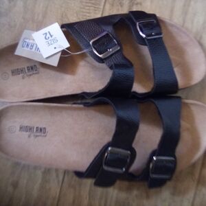 Highland Black Sandals with Buckles